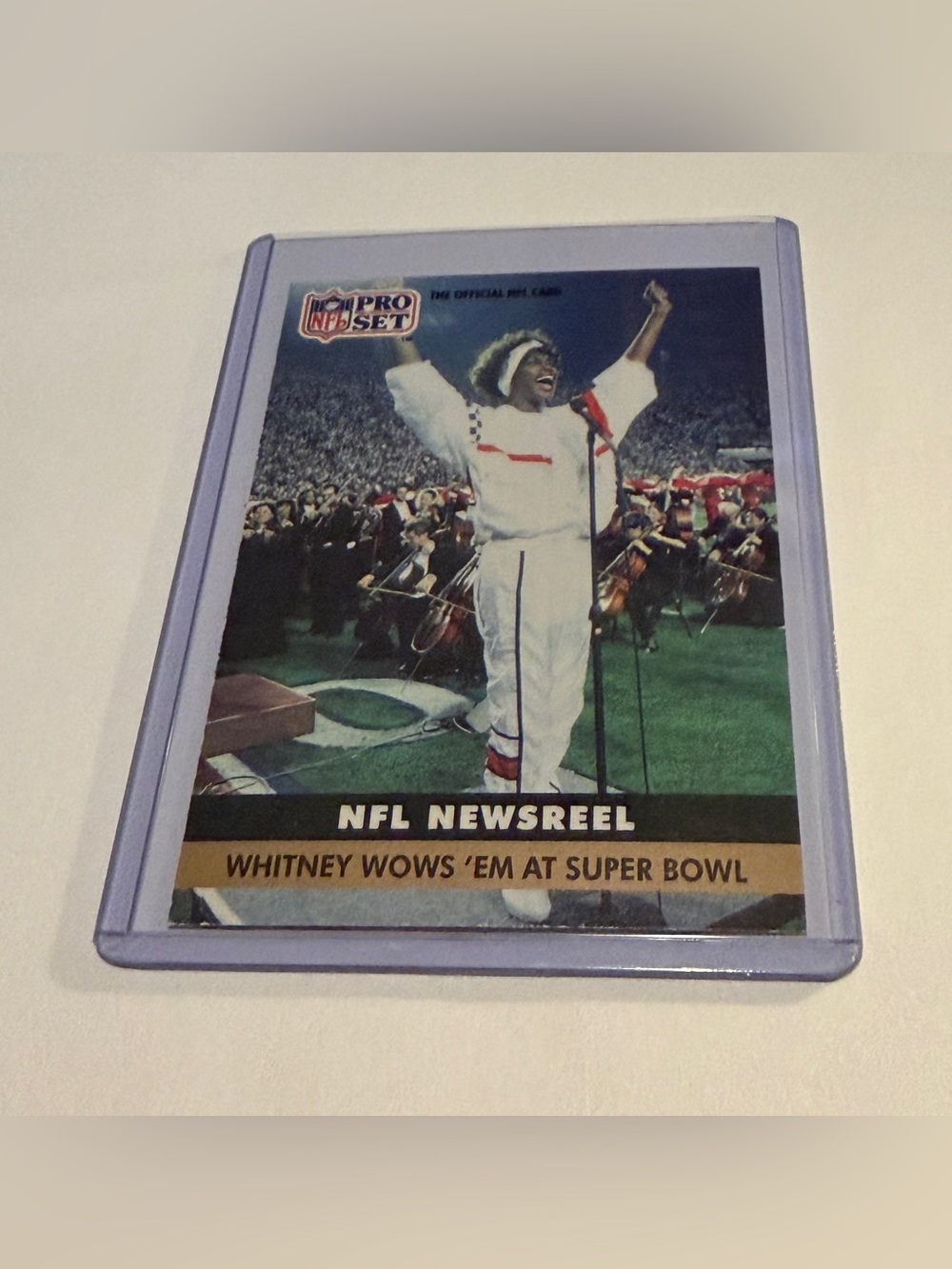 Whitney Houston 1991 Pro Set Football Card NFL Newsreel # 350 Vintage Moment